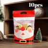 10 шт. Рождественский пакет с ручкой для конфет, шоколада, печенья, нуги, бисквитов, упаковки подарков, запечатанные пакеты с Сантой