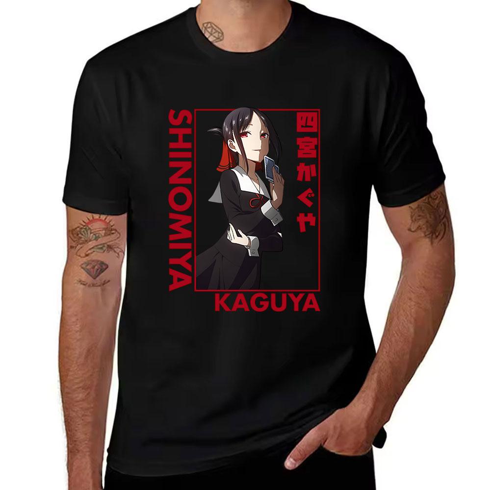 Unisexs Cotton Tshirt Kaguya Shinomiya Anime Print Casual Short Sleeve Tee For Fans