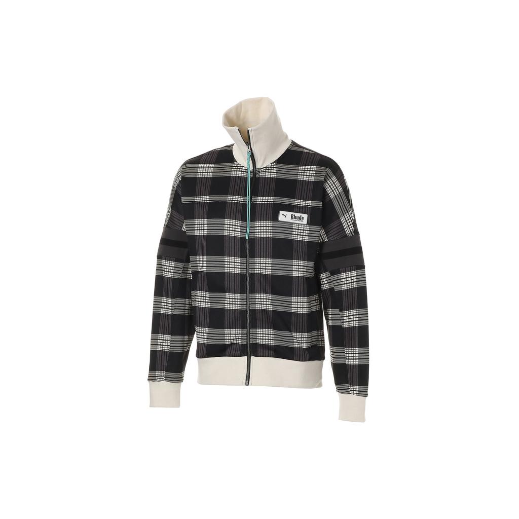 Puma X Rhude Xtg Collab Повседневный вязаный свитер в клетку с высоким воротом, мужские топы, черный, белый цвет 595341-02