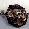 Skull,Roses Automatic Folding Umbrella Compact 8 rib Design,Unique Style,Suitable for Everyday Outdoor Use,Perfect Gift for Friends an