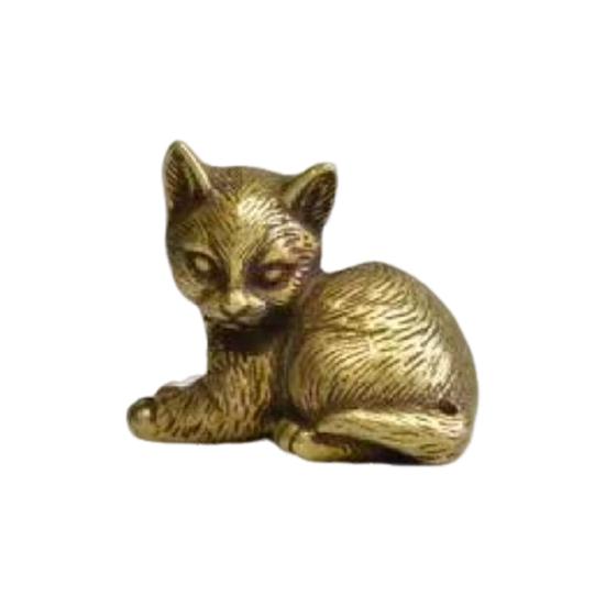 Латунная статуэтка кошки, маленькая статуэтка кошки, держатель для благовоний, настольный ретро-мини-кошачий орнамент для домашнего офиса, чайного столика, автомобиля