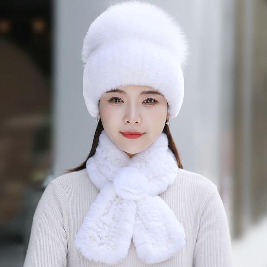 Шапка из меха кролика рекс, комплекты шарфов, женские зимние теплые роскошные шапки из 100% натурального меха лисы, шарфы из меха кролика рекс, качественные вязаные меховые шапки