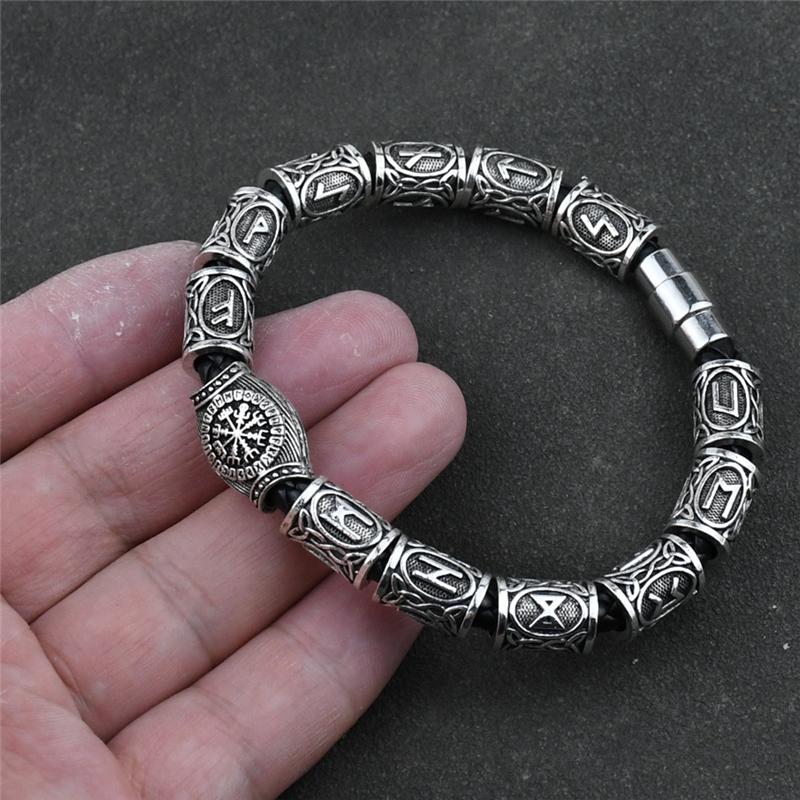 Браслет со скандинавскими рунами Викинго, 13 шт., руны, бусины, Vegvisir, компас, амулет, браслет викингов, славянские аксессуары