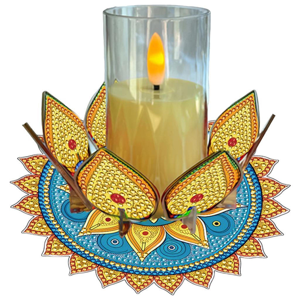 Mandala Acrylic DIY Candlestick Diamond Art Painting Kit Without Candles Table Centerpiece for Adults Home Party Decor