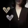 Rectangular Heart Brooch Korean Style Hollow Heart Breastpin Rhinestone Pin  Suit Coat Collar