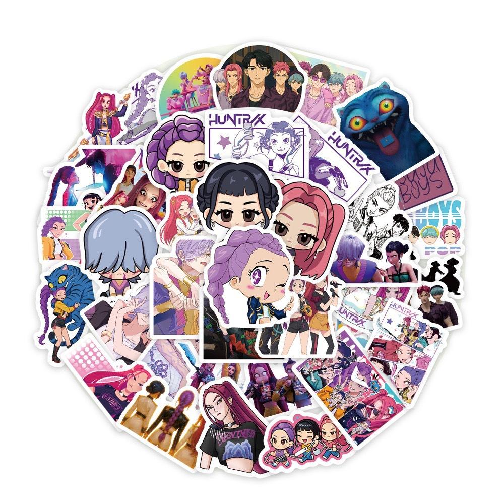 74PCS Mixed KPop Demon Hunters Stickers Demon Hunters Birthday DIY Stickers Home Party Decoration Scrapbooking Phone Decal