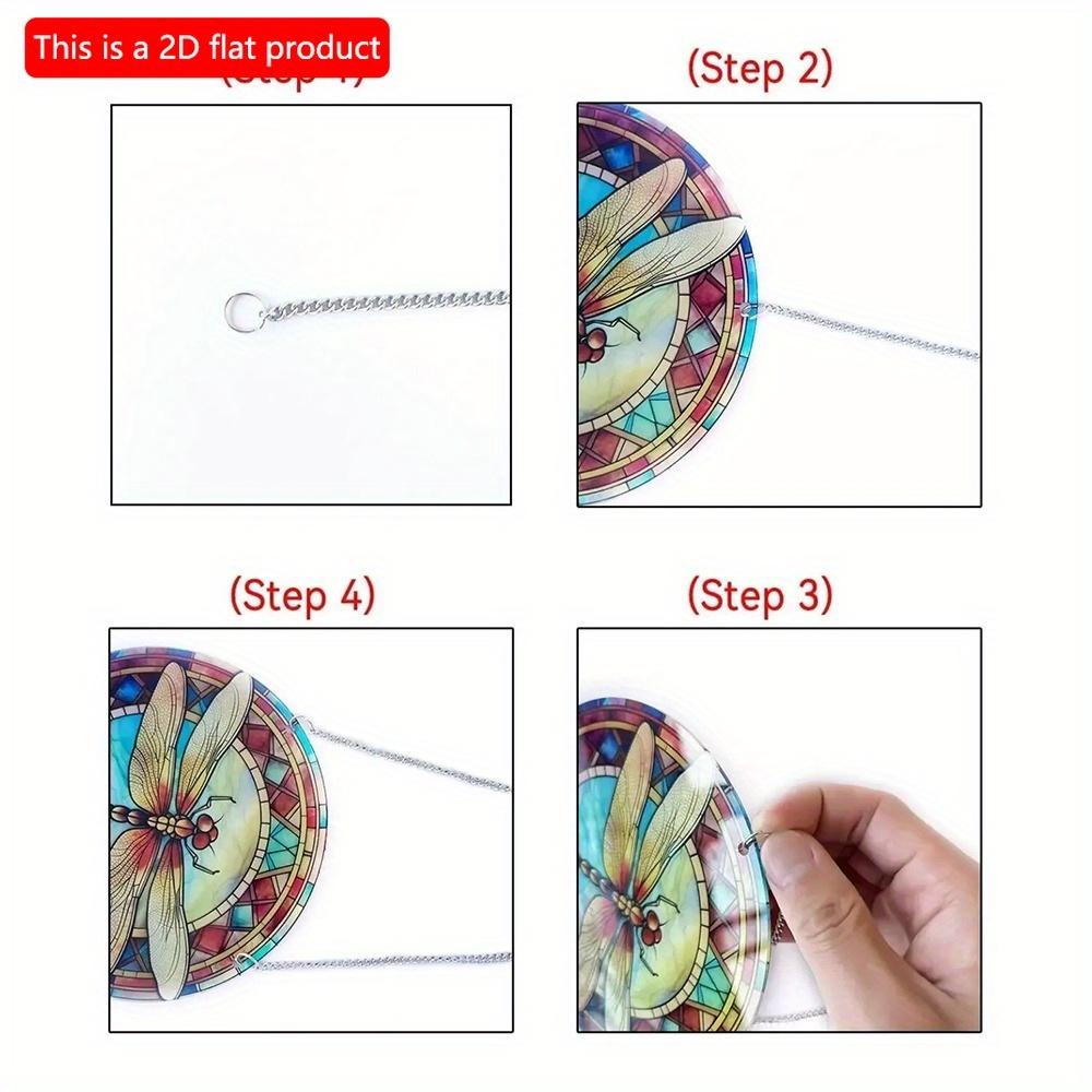 1pc 2d Flat Wood Animals Panda Print Stained Window Suncatcher Home Room Wall Decor Cat Pattern Wooden Sign - 20cm Round Wooden Hanging Pendant DIY