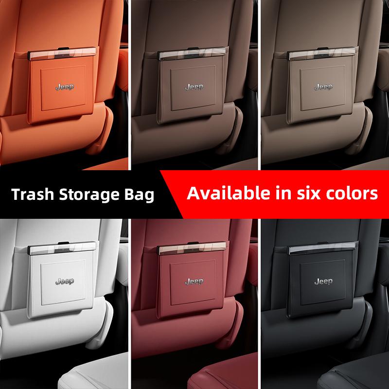 Car Seat Back Trash Bag Interior Storage Accessories For Jeep Grand Cherokee Wrangler JK Gladiator Compass Renegade Wagoneer AKW1