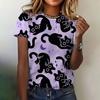 Women's T-shirt 3D Cat Print Clothing Summer Crew Neck Fashion Short Sleeves Elegant Casual Top Loose T-shirt Women's Clothing