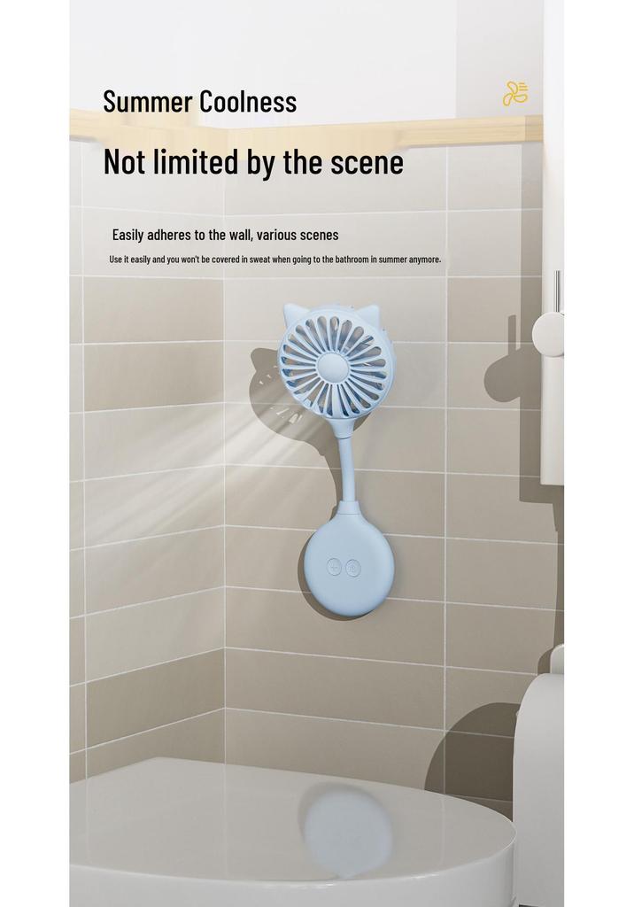 WangT6 Portable USB Mini Folding Fan with Suction Cup for Home and Outdoor Use