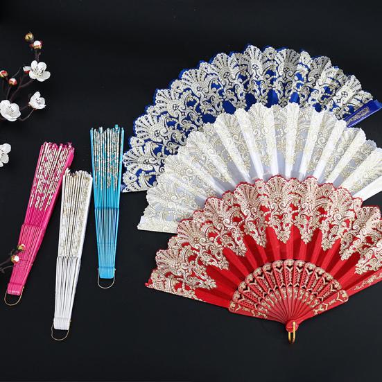 Складной веер с подвесным кольцом. Гладкое открытие. Удобная ручка. Четкий узор. Складной веер из ткани в китайском стиле. Школьные принадлежности.