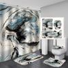 4Pcs Luxury Marble Shower Curtain Sets Bathroom Decor Sets with 12 Hooks Bath Mat Toilet Lid Rug and Non-Slip U Shape Mat