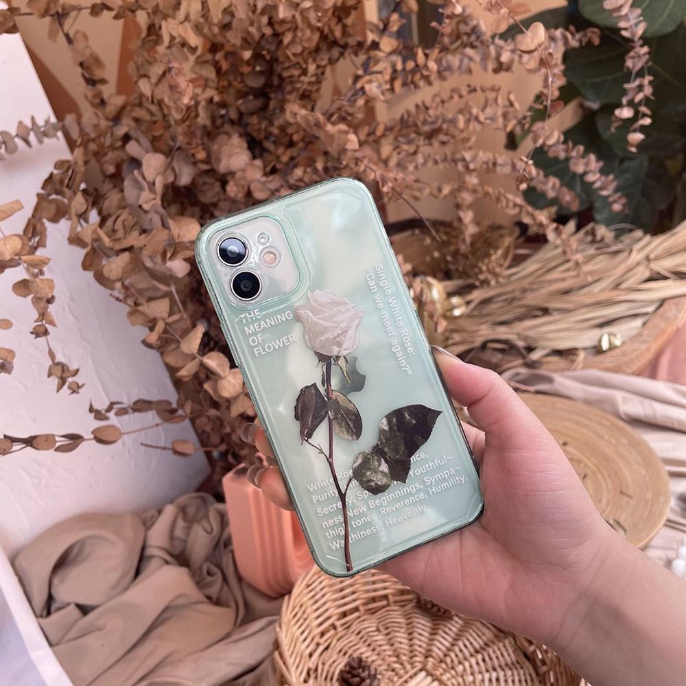 Ins Корея Япония Белая роза чехол для телефона с принтом для Iphone 13 Pro Max 12 11 Xr X Xs Max 7 8 Plus Se мягкий прозрачный чехол из ТПУ