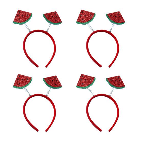 4Pcs Fruit Decor Headbands Cartoon Watermelon Cherry Strawberry Headpiece Spring Design Hair Hoop Headdress