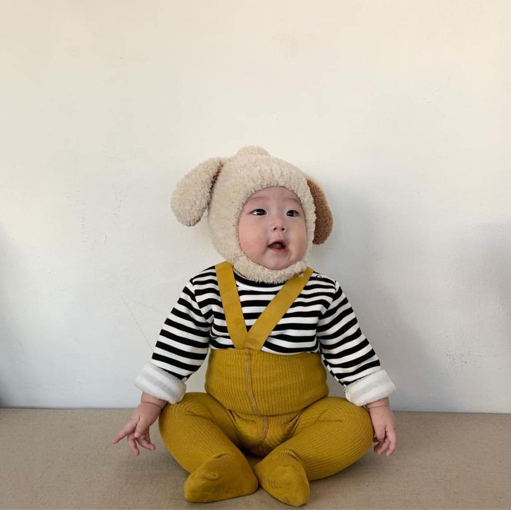 Детская вязаная шапочка для новорожденных с собачьими ушками, милая теплая защита от холода для детей, мальчиков и девочек [SLINX] (коричневый)