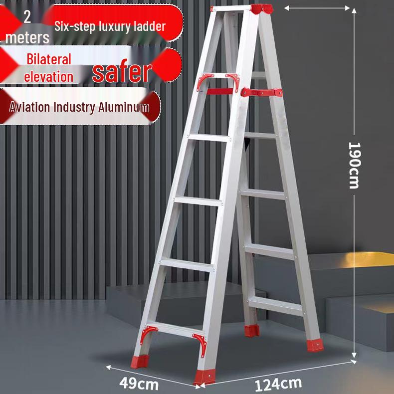 Aluminum Alloy Thickened Folding Ladder for Household and High-Altitude Use