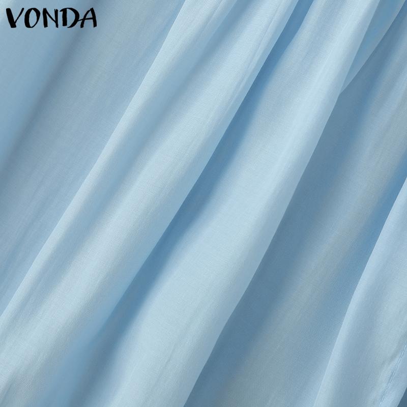 VONDA Women Summer V Neck Sleeveless Buttons Up Lace Crochet Hem Casual Tank Tops