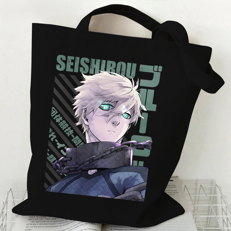 Сумки на плечо в стиле аниме для женщин, синяя сумка-тоут с принтом замка, многоразовые сумки для покупок, холщовые сумки