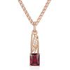 Блестящее квадратное красное ожерелье с подвеской из натурального циркона для женщин, цвет розового золота, высокое качество, повседневные изысканные винтажные украшения