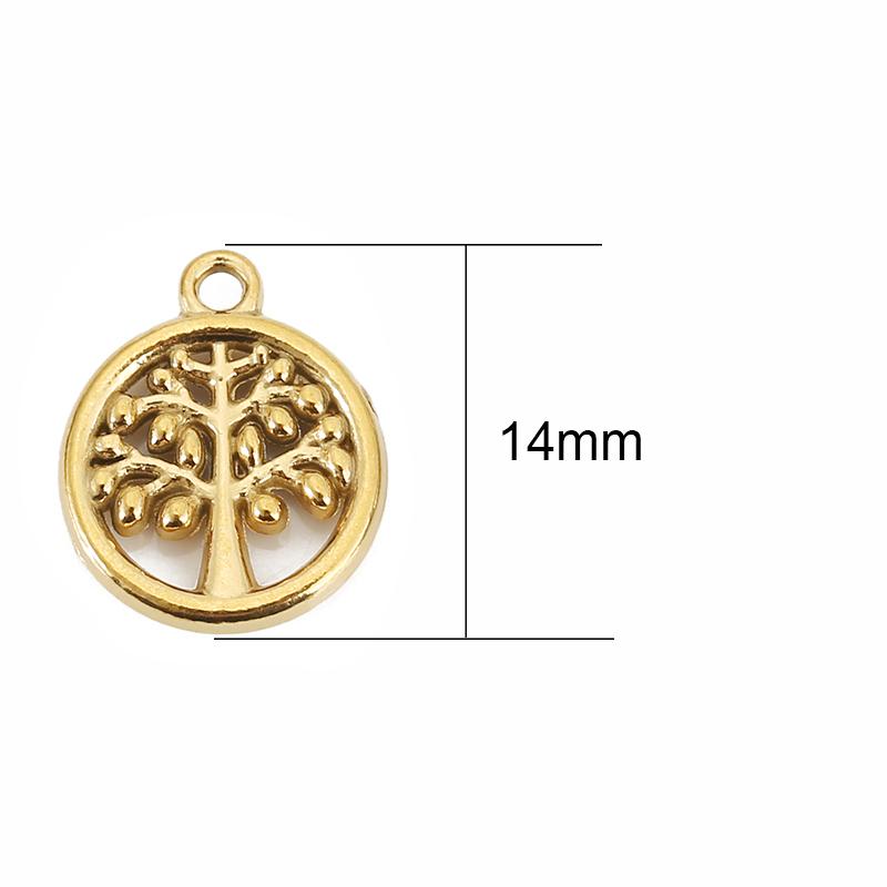 5pcs Never Fade PVD Stainless Steel Earrings Charms Lot Necklace Pendants Tree Charms for DIY Bracelet Findings Jewelry Making