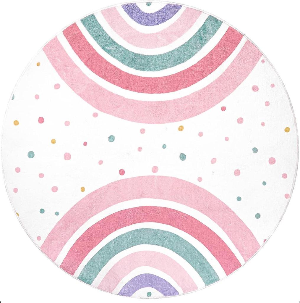 Красочный круглый коврик для детской комнаты Радужный моющийся коврик для игровой комнаты Детский коврик Нескользящий ковер для спальни для Вигвама Замка Принцессы