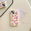 For iPhone 15 Silicone Case Cute 3D Smile Pink Floral Design Shockproof Phone Back Cover