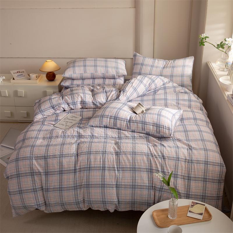 Полосатый пододеяльник, комплект постельного белья Queen, 100% стираный хлопок, роскошный нежно-розовый вертикальный полосатый пододеяльник, (3шт)