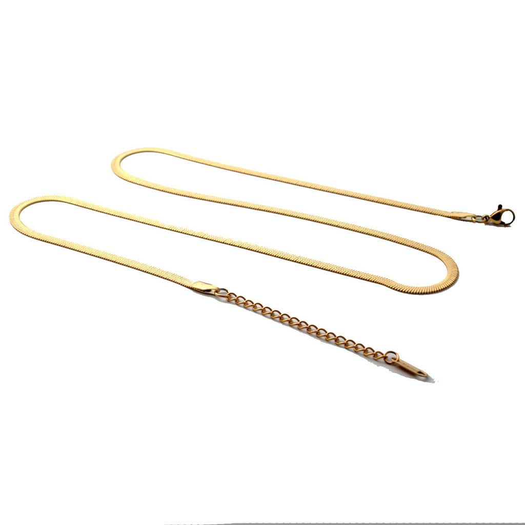 Titanium Steel Basic Necklace Gold Chain Flat Snake Chain Sweet Often Accessories Women'S Collarbone Chain Neck Chain