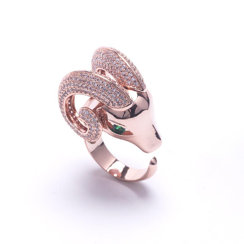 Новое популярное персонализированное кольцо в виде головы овцы с бриллиантовой инкрустацией в виде животного и украшения со знаком зодиака