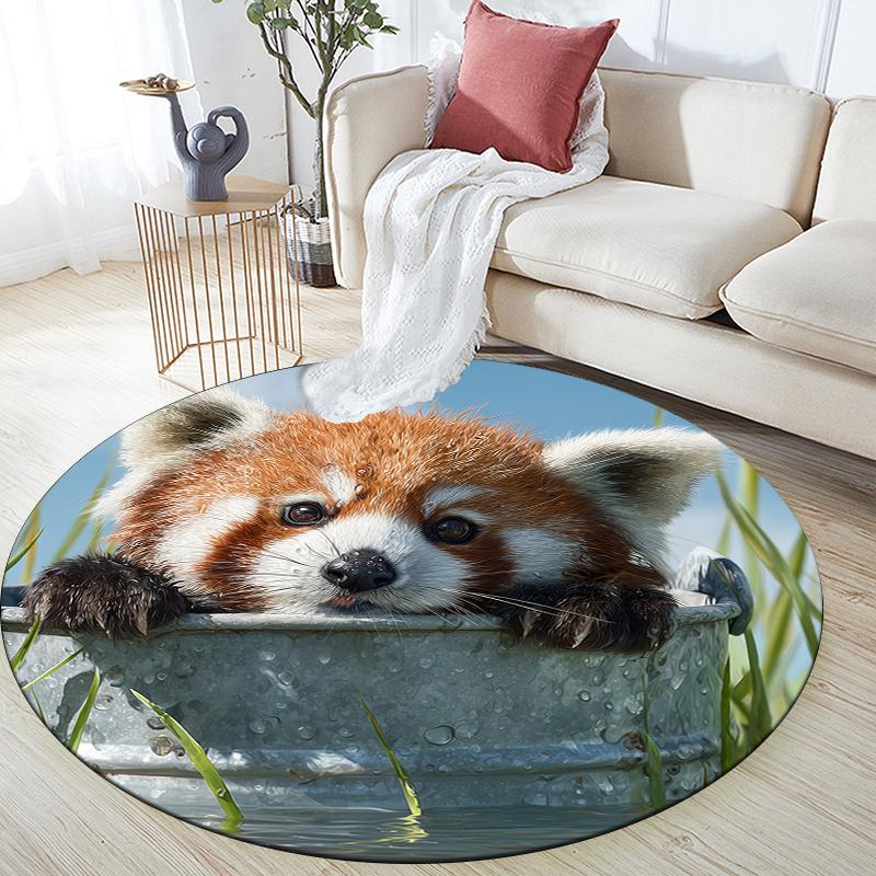 Круглый ковер с узором Красная панда, Ковер для гостиной, спальни, дивана, игровой комнаты, Нескользящий коврик для пола, Праздничные и Подарок на день рождения