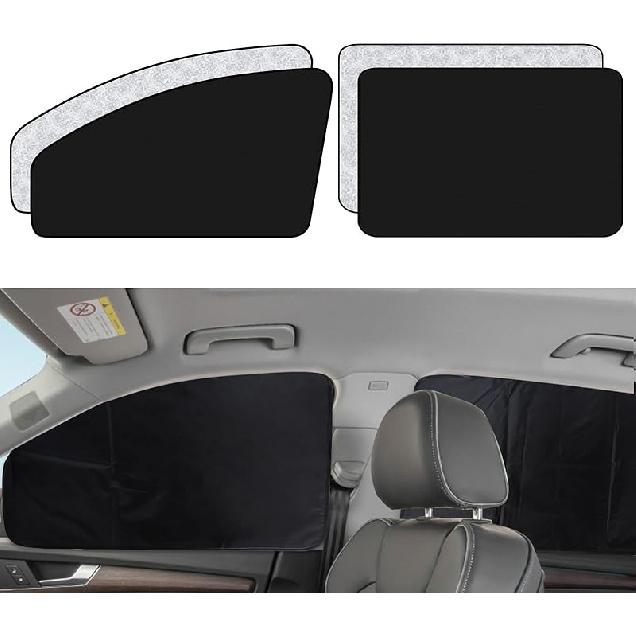 XCBYT Car Window Shades - 4 Pcs Car Privacy Curta - 100% Block Light Car Window Covers - Magnetic Side Window Sun Shade Keeps Cooler For