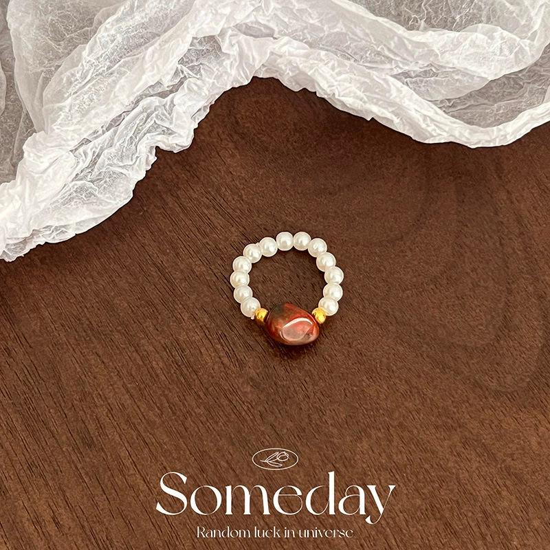 Кольцо с жемчугом, эластичное, женское, литературное, для ношения в несколько рядов, на указательный палец, высококачественное, ручной работы, ювелирное изделие