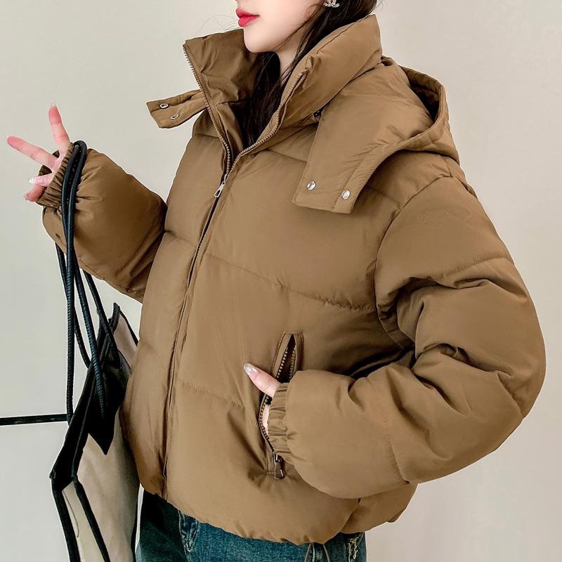Зимние куртки женские 2024 модные толстые теплые короткие парки большого размера с капюшоном