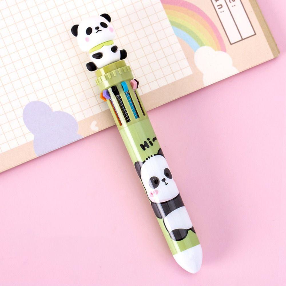 Cute Panda Ballpoint Pen Cartoon Hand Account Pen 10 Colors Journal Pens Office Supplies