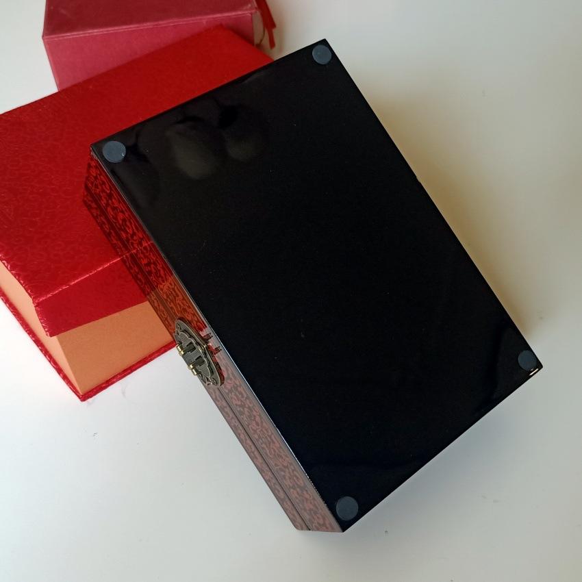 Деревянная лакированная шкатулка для хранения украшений, расписанная вручную шкатулка для украшений, двухслойная шкатулка для украшений