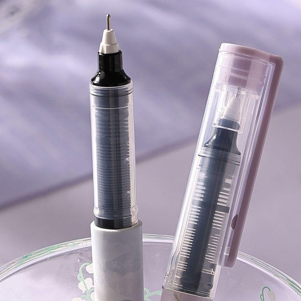 6Pcs Black Ink Straight Liquid Pen 0.5mm Black Ink Pens New Signature Pen School/Office