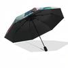 1pc Outdoor Umbrella with Tropical Floral Print - Automatic Opening/Closing, Portable 3-Fold Design, 8-Bone Iron Frame - Perfect Gift for Fans, T
