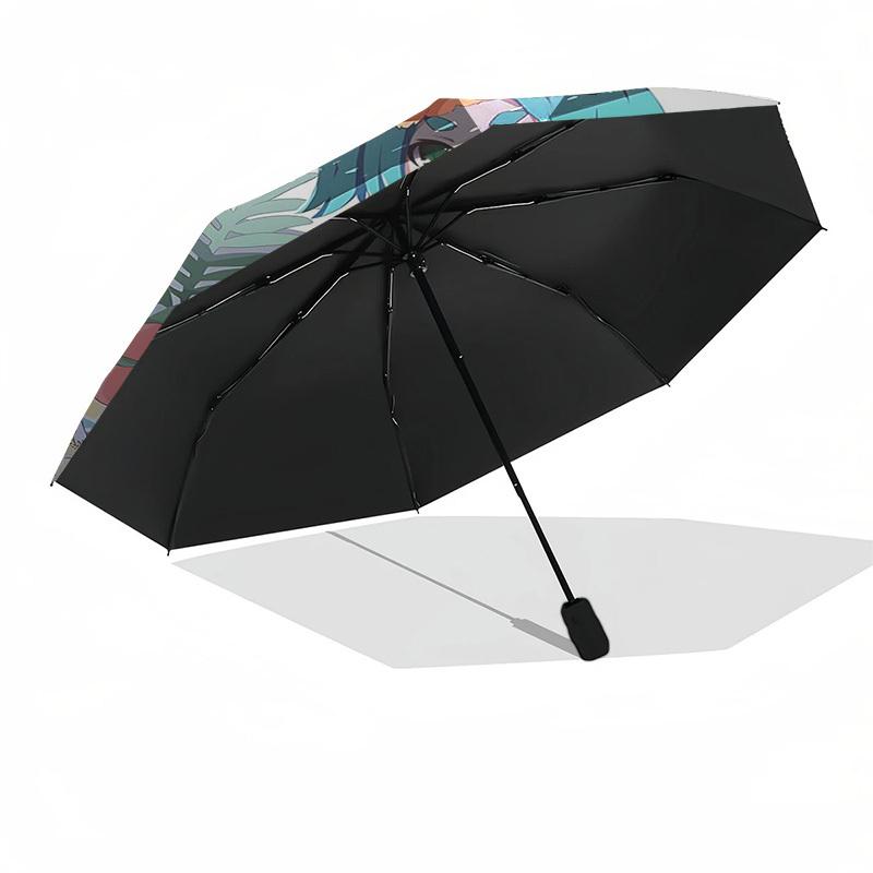 1pc Outdoor Umbrella with Tropical Floral Print - Automatic Opening/Closing, Portable 3-Fold Design, 8-Bone Iron Frame - Perfect Gift for Fans, T