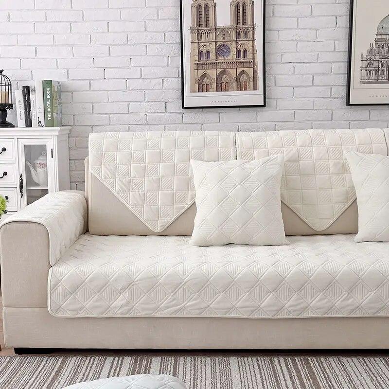 Короткое плюшевое полотенце для дивана серого цвета, европейское короткое утепленное стеганое покрытие для дивана, противоскользящее европейское покрытие для дивана для гостиной