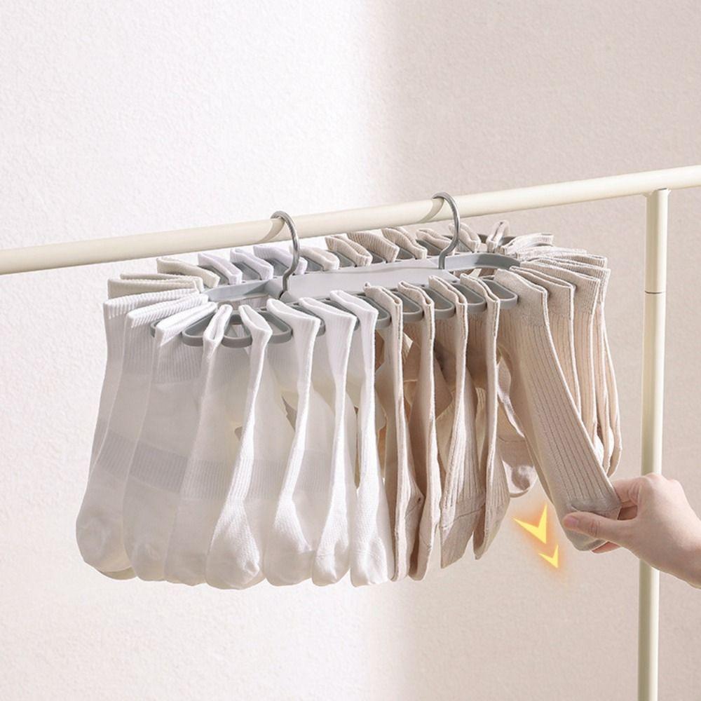 Folding Socks Drying Rack with 32 Clips Underwear Hanging Clip Durable Clothes Hanger