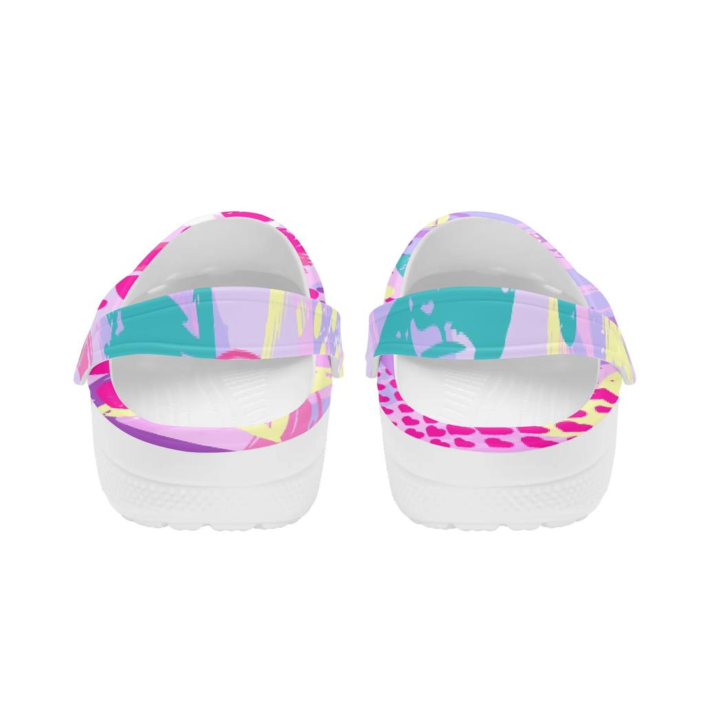 Unisex Printed White EVA Clogs Lightweight Breathable Slip On Garden Shoes Summer Beach Pool Bathroom Casual Sandals Shower Use