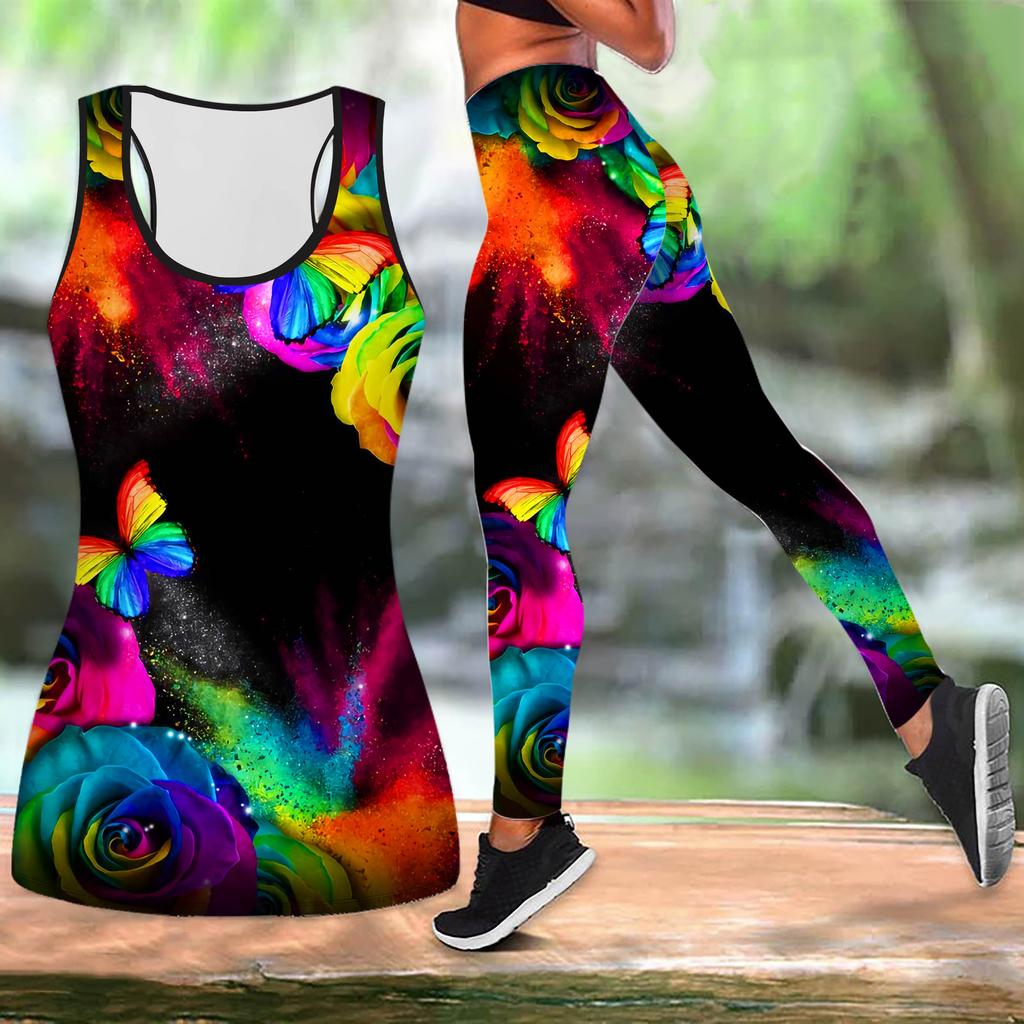 Kallima Inachus Print Yoga Outfit для женщин Модные леггинсы для тренировок Фитнес Спортивный повседневный комплект для йоги Спортивный костюм