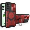 Case for Samsung Galaxy A14 4G-5G - Rigid Shockproof - Red - Lens Protection - Ring Stand