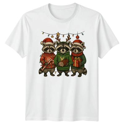 Raccoon Christmas Holiday Unisexs TShirt Unisexs Graphic Funny Animal Unisex Top