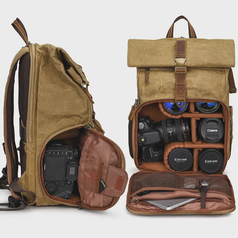Retro Waterproof Canvas Camera Backpack - Seven Color Cotton SLR Digital Bag