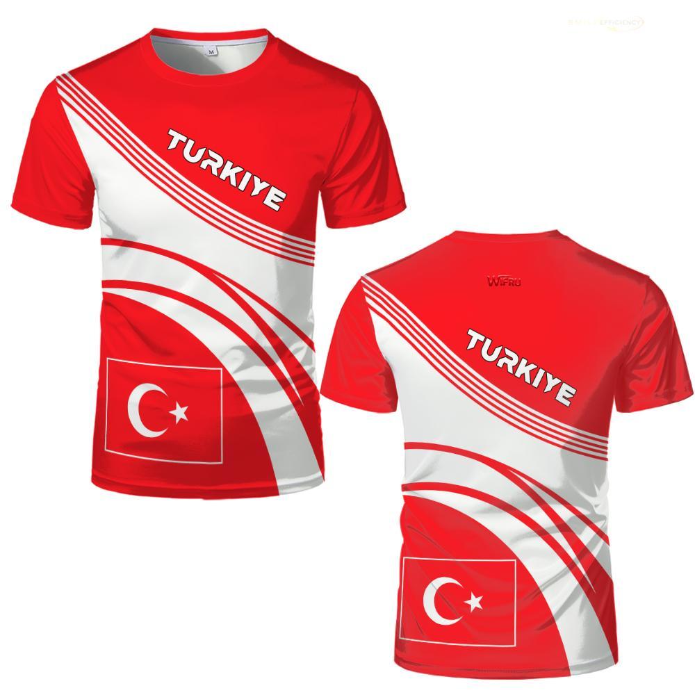 2026 New Turkish Flag 3D Printed Soccer Jersey Teenager Summer Breathable Quick-Drying T-Shirt Men's Outdoor Football Sports Top