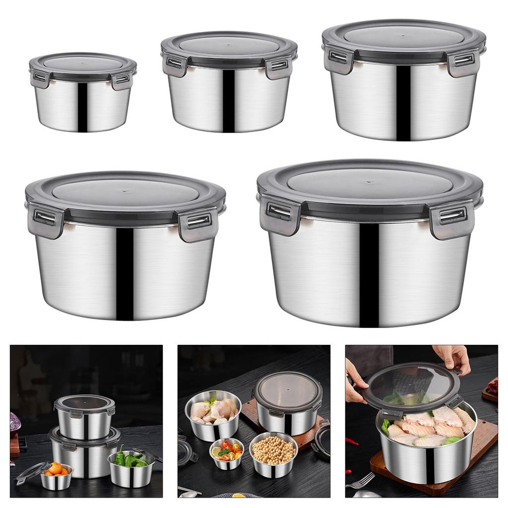 5 шт. ланч-боксов из нержавеющей стали с герметичной крышкой, контейнер для хранения продуктов для обедов, закусок и остатков еды на кухне