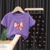 Children's Summer Cartoon Leisure Suit In Small Children Thin Section Short-sleeved T-shirt + Anti-mosquito Pants Two-piece Set