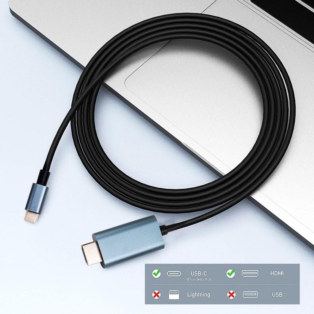 USB C HDMI Conversion Cable 2M HDMI TypeC Connection Cable Video Output No Settings from Compatible Type C HDMI Cable Compatible with iPhone MacBook