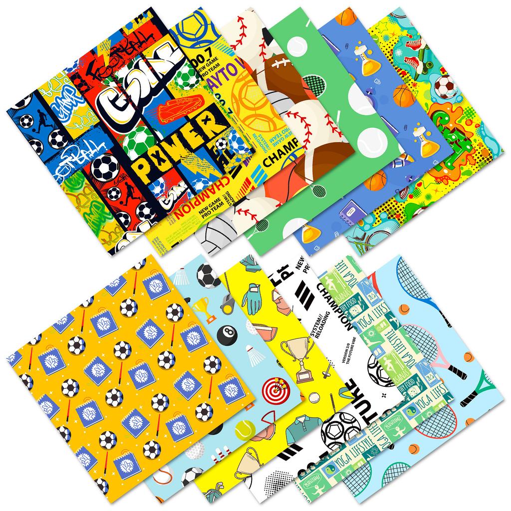 12 Photo Albums Decorative Cut Paper Sports Theme Hand Account Material Background Paper 6 Inch Card Paper